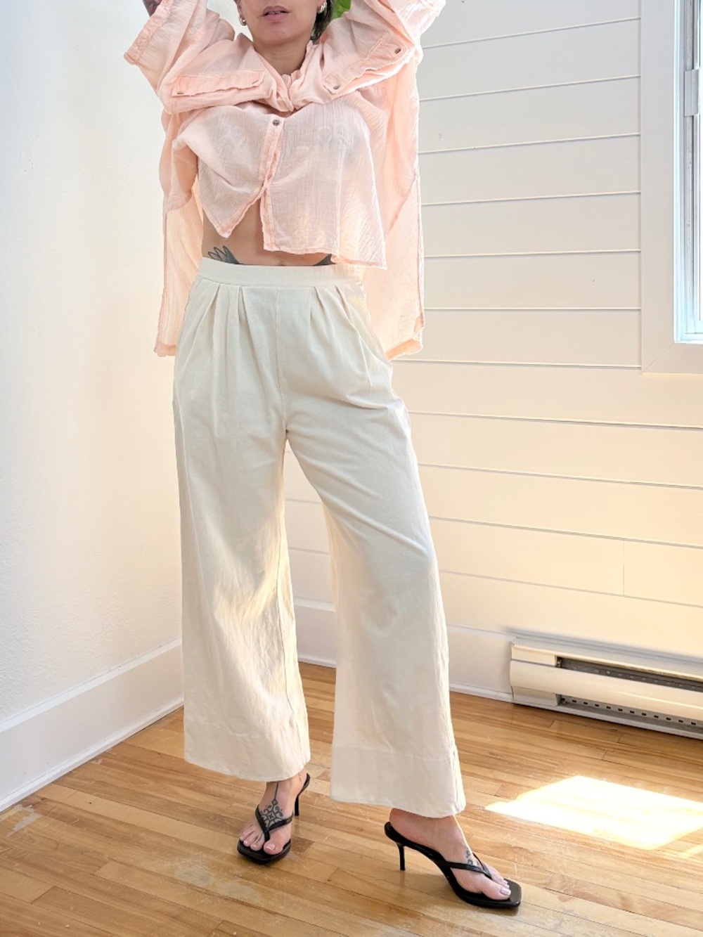 Free people beach wide leg pull on pants - Picture 2 of 7